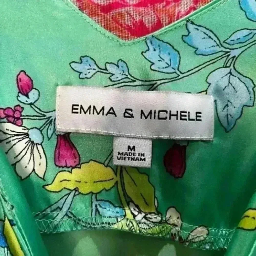 Emma & Michelle Satin Spaghetti Strap Slip Floral Dress size Medium - Picture 3 of 7